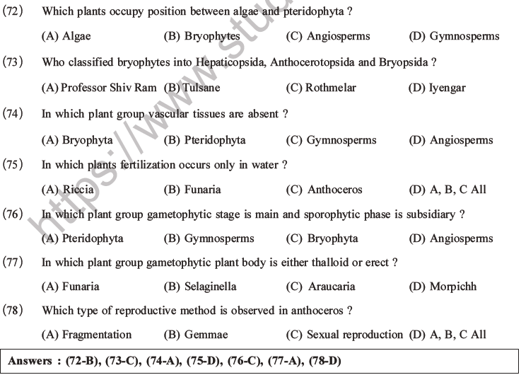 NEET Biology Classification Of Plant Kingdom MCQs Set A, Multiple ...